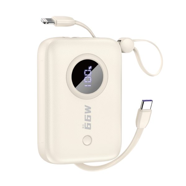 PowerBank 1000mah ar USB-C / iPhone zibens smilškrāsas kabeļiem