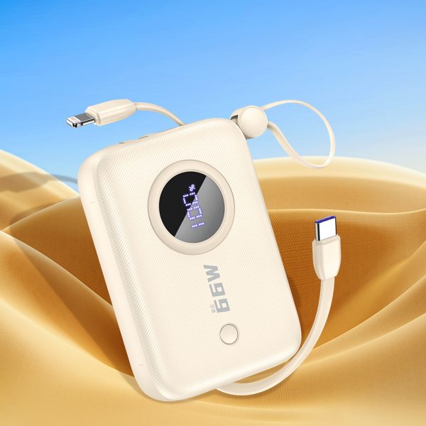 PowerBank 1000mah ar USB-C / iPhone zibens smilškrāsas kabeļiem