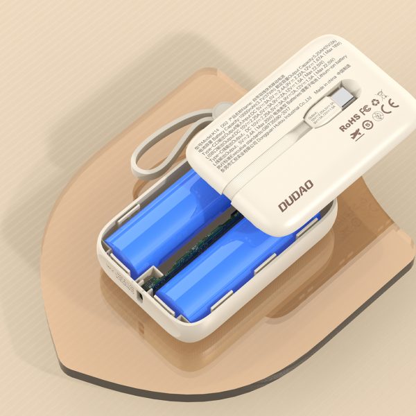 PowerBank 1000mah ar USB-C / iPhone zibens smilškrāsas kabeļiem