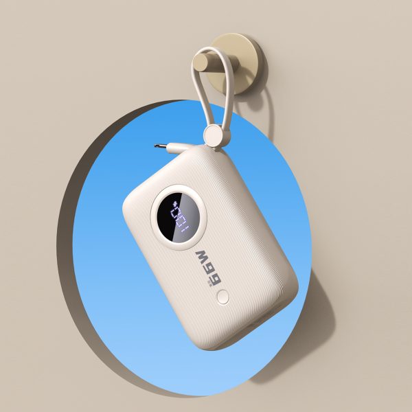 PowerBank 1000mah ar USB-C / iPhone zibens smilškrāsas kabeļiem