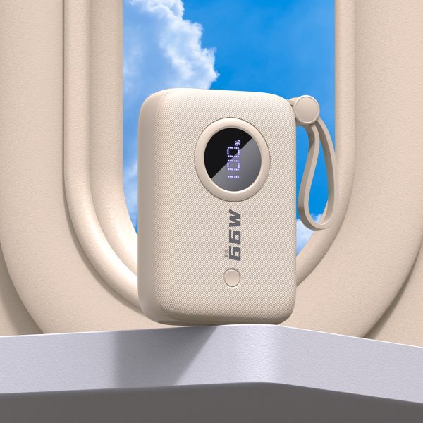 PowerBank 1000mah ar USB-C / iPhone zibens smilškrāsas kabeļiem