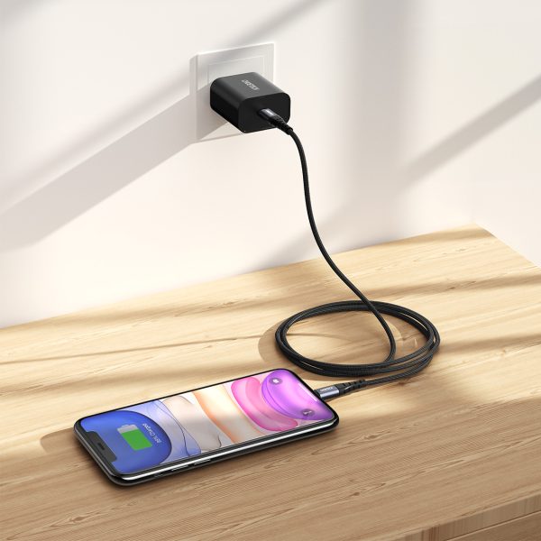 Kabelis kabelis iPhone MFI USB -C - zibens 480MB/s 3A 2m melns