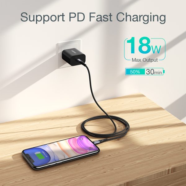 Kabelis kabelis iPhone MFI USB -C - zibens 480MB/s 3A 2m melns