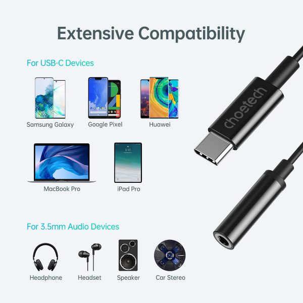 USB -C audio adaptera adapteris - ligzda 3,5 mm 11 cm melns