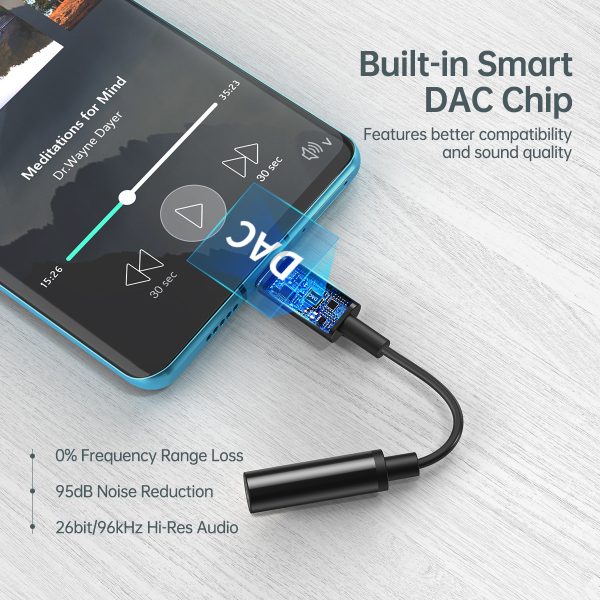 USB -C audio adaptera adapteris - ligzda 3,5 mm 11 cm melns