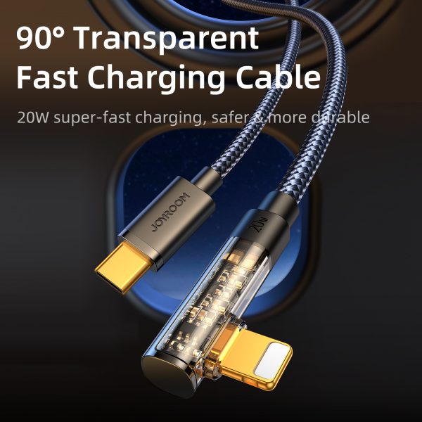 Kabeļa leņķa kabelis iPhone USB -C - Lightning 20W 480 Mb / s 1,2m zilā krāsā