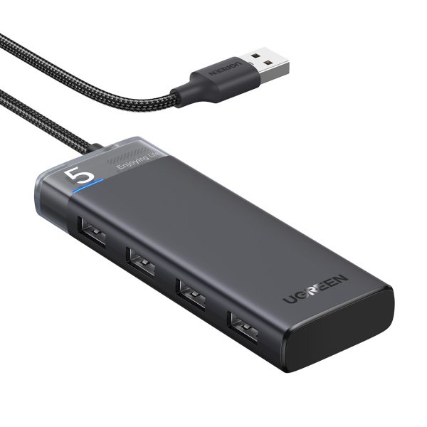 Centra adaptera izplatītājs 4X USB-A 3.0 portos un USB barošanas kabelis