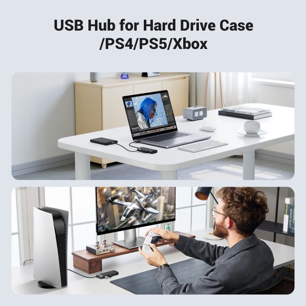 Centra adaptera izplatītājs 4X USB-A 3.0 portos un USB barošanas kabelis