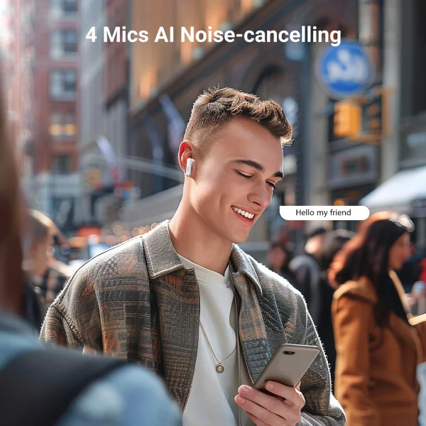 Bezvadu austiņas H5 TWS Bluetooth Hitules: 5,3 USB-C White