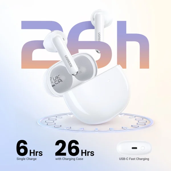 Bezvadu austiņas H5 TWS Bluetooth Hitules: 5,3 USB-C White