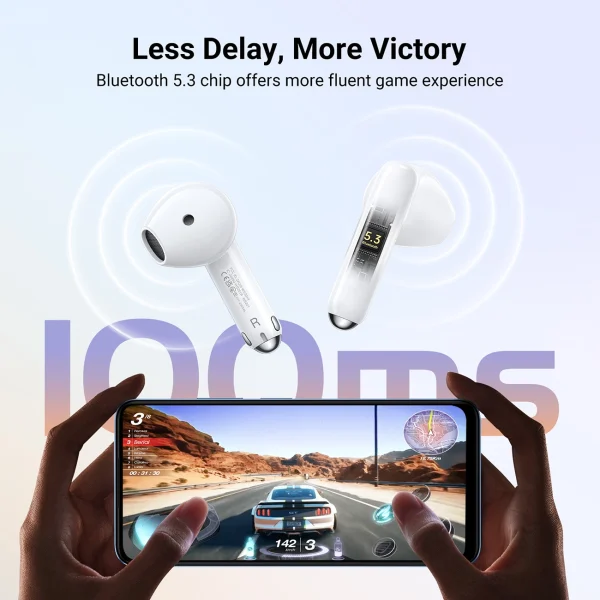 Bezvadu austiņas H5 TWS Bluetooth Hitules: 5,3 USB-C White