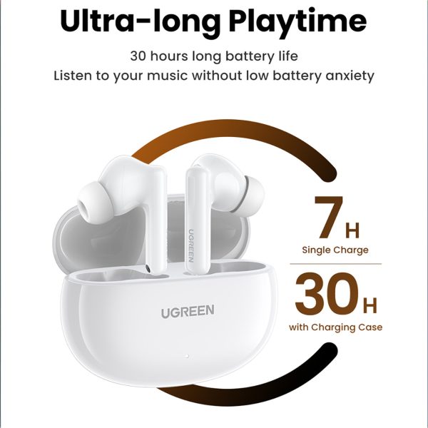 Bezvadu austiņas T6 hitune ar ANC + USB-A Cable-USB-C White White
