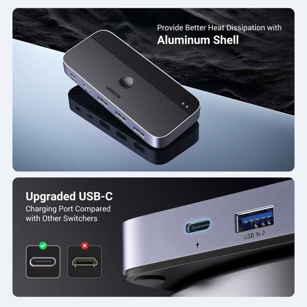 Slēdzis 2-in-4 slēdzi 2 USB 3,0 + 2x USB kabelis