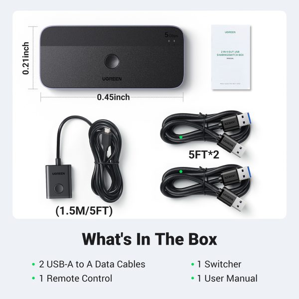 Slēdzis 2-in-4 slēdzi 2 USB 3,0 + 2x USB kabelis