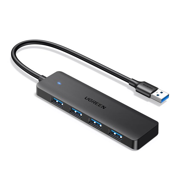 Centra adaptera izplatītājs 4x USB-A 3.0 Port + USB-A 3.0 kabeļa melns