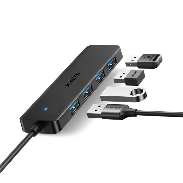 Centra adaptera izplatītājs 4x USB-A 3.0 Port + USB-A 3.0 kabeļa melns