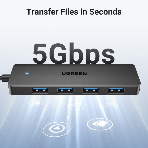 Centra adaptera izplatītājs 4x USB-A 3.0 Port + USB-A 3.0 kabeļa melns
