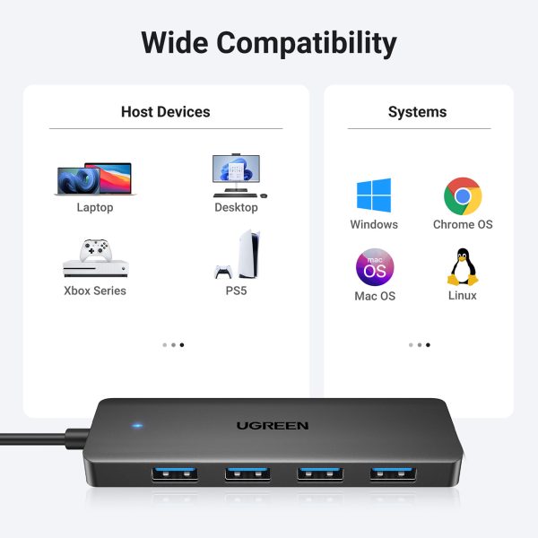 Centra adaptera izplatītājs 4x USB-A 3.0 Port + USB-A 3.0 kabeļa melns