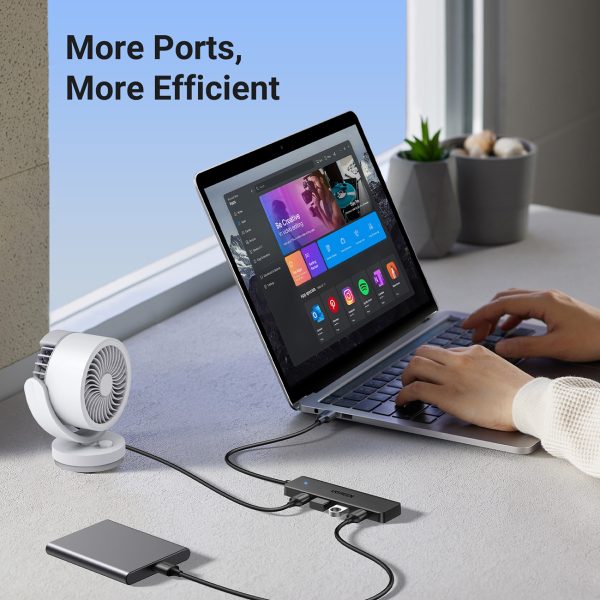 Centra adaptera izplatītājs 4x USB-A 3.0 Port + USB-A 3.0 kabeļa melns