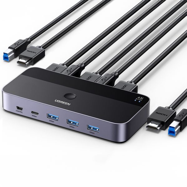 2in1 slēdzis HDMI / USB-A / USB-B / USB-C / MicroUSB melns slēdzis