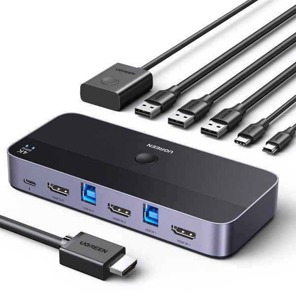 2in1 slēdzis HDMI / USB-A / USB-B / USB-C / MicroUSB melns slēdzis