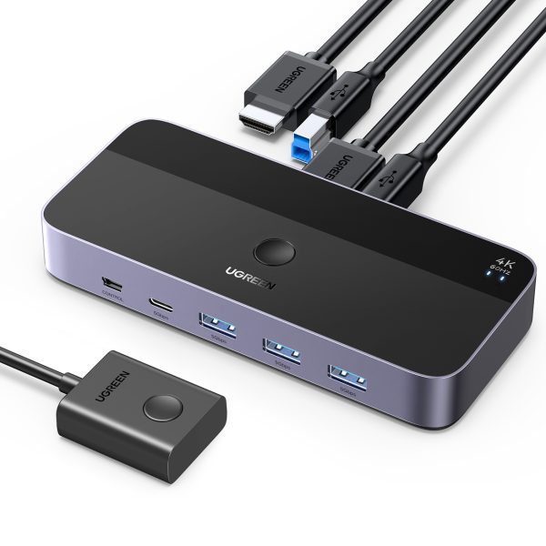 2in1 slēdzis HDMI / USB-A / USB-B / USB-C / MicroUSB melns slēdzis