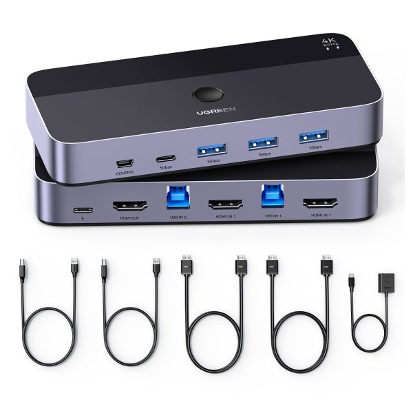 2in1 slēdzis HDMI / USB-A / USB-B / USB-C / MicroUSB melns slēdzis