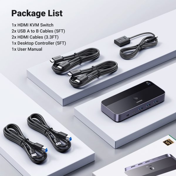 2in1 slēdzis HDMI / USB-A / USB-B / USB-C / MicroUSB melns slēdzis
