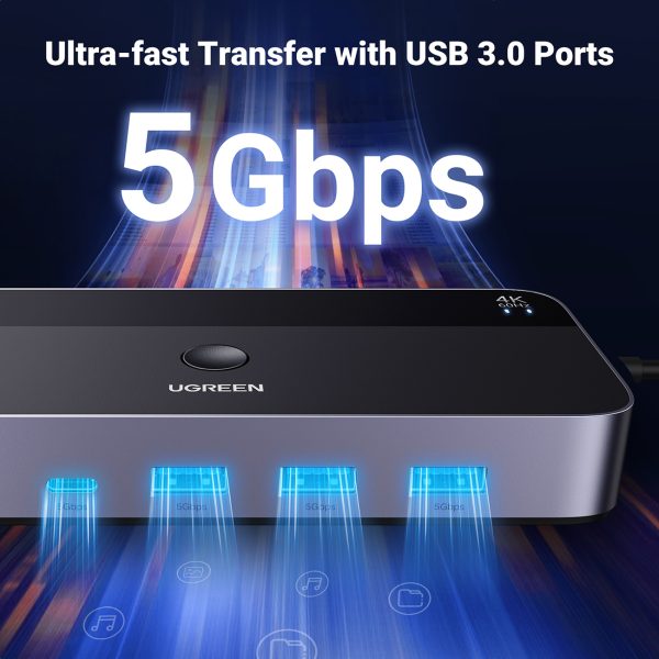 2in1 slēdzis HDMI / USB-A / USB-B / USB-C / MicroUSB melns slēdzis