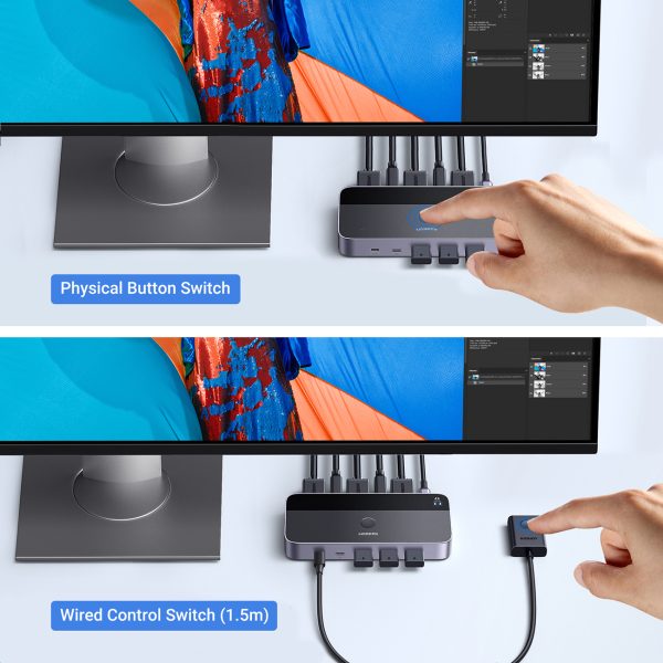 2in1 slēdzis HDMI / USB-A / USB-B / USB-C / MicroUSB melns slēdzis