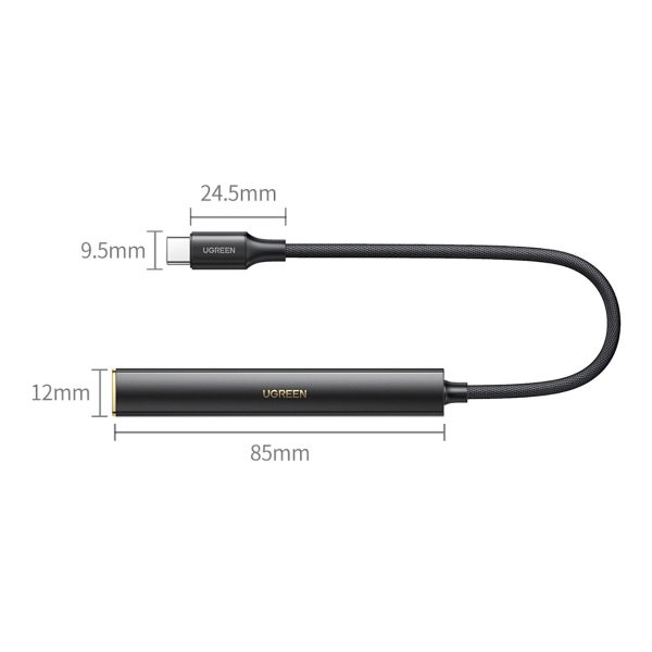 Austiņu pastiprinātāja audio adapteris USB-C adapteris mini ligzdai 3,5 mm melns