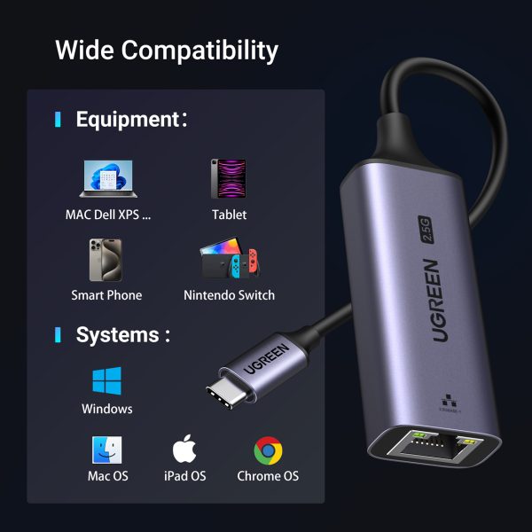 Ethernet USB -C tīkla adapteris - RJ45 2,5G pelēks