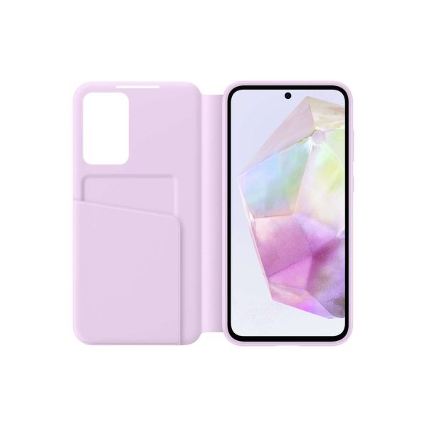 Oriģināls viedā skata maka korpuss ar Samsung Galaxy A35 purpursarkanu atloku