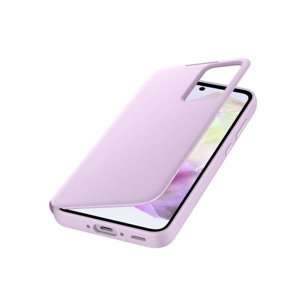 Oriģināls viedā skata maka korpuss ar Samsung Galaxy A35 purpursarkanu atloku