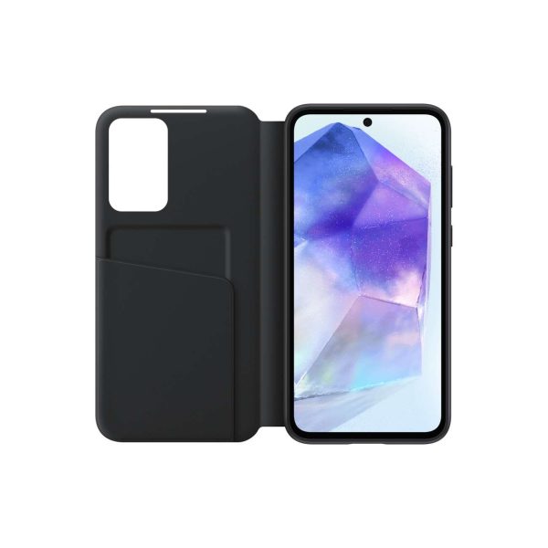 Oriģināls vieda skata maka korpuss ar Samsung Galaxy A55 melno atloku