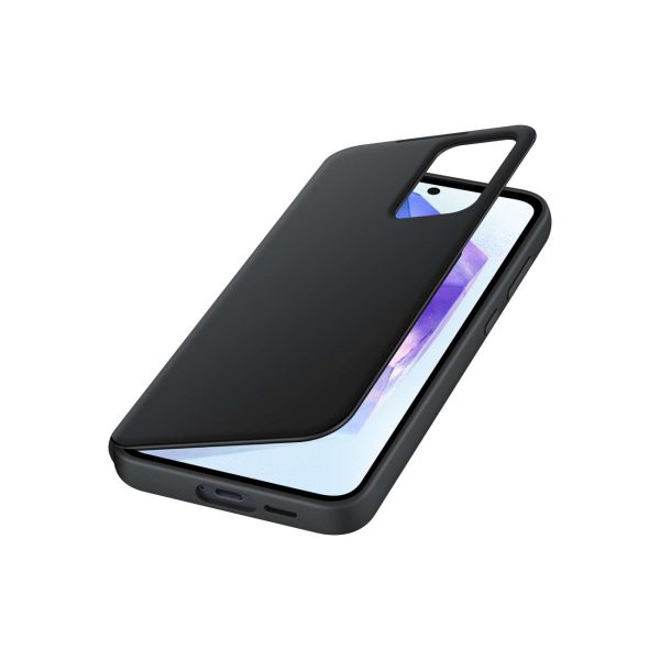 Oriģināls vieda skata maka korpuss ar Samsung Galaxy A55 melno atloku