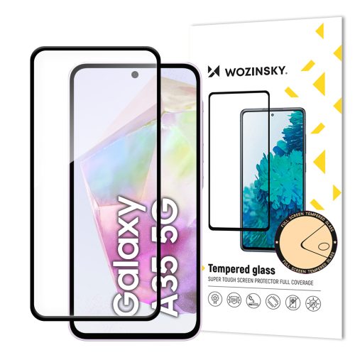 9h rūdīts stikls Samsung Galaxy A35 ekrānam ar melnu rāmi