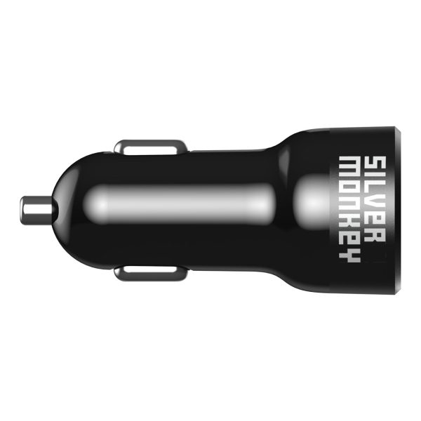 1XUSB-C 1XUSB-A 45W PD QC Melnās automašīnas lādētājs QC Black