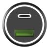 1XUSB-C 1XUSB-A 45W PD QC Melnās automašīnas lādētājs QC Black