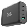 130W GAN lādētājs ar 3xusB-C PD USB-A QC 3.0 Melnais lādētājs