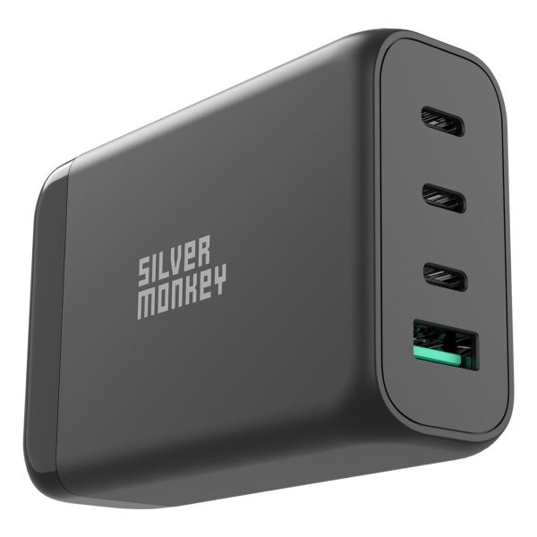 130W GAN lādētājs ar 3xusB-C PD USB-A QC 3.0 Melnais lādētājs