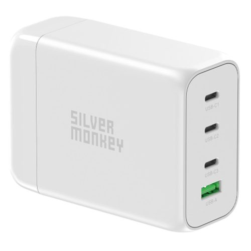 130W GAN lādētājs ar 3XUSB-C PD USB-A QC 3.0 barošanas kabelis