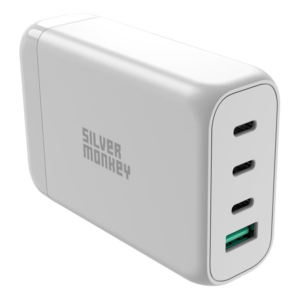 130W GAN lādētājs ar 3XUSB-C PD USB-A QC 3.0 barošanas kabelis