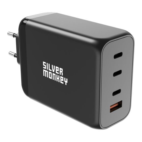 Spēcīgs GaN Charger 200w 3xUsB-C PD USB-A QC 3.0 Black