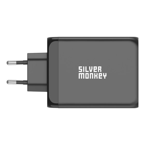Spēcīgs GaN Charger 200w 3xUsB-C PD USB-A QC 3.0 Black