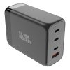 Spēcīgs GANA 200W tīkla lādētājs ar 3XUSB-C PD USB-A QC 3.0 Melnās strāvas kabelis