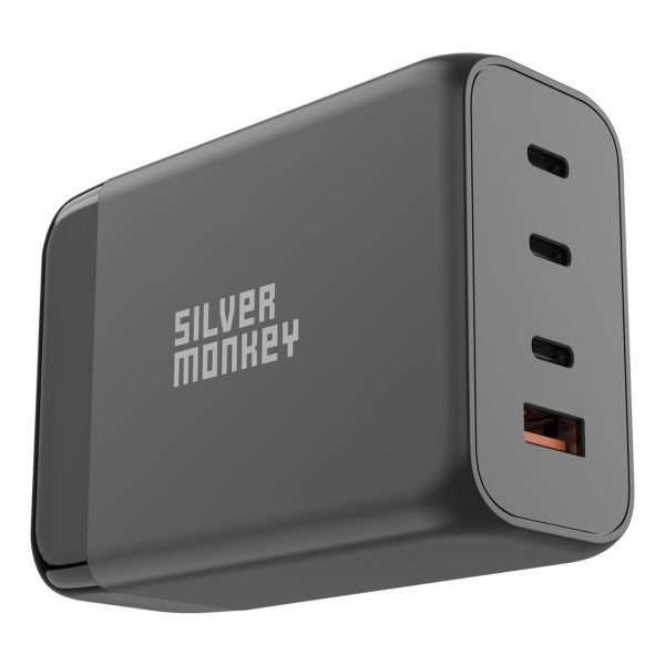Spēcīgs GANA 200W tīkla lādētājs ar 3XUSB-C PD USB-A QC 3.0 Melnās strāvas kabelis
