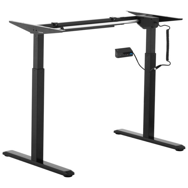 Rāmja rāmja galds ar elektriskā augstuma regulēšanu 73-123 cm līdz 80 kg melns