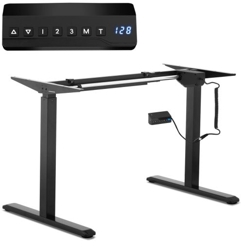 Rāmja rāmja galds ar elektriskā augstuma regulēšanu 73-123 cm līdz 80 kg melns