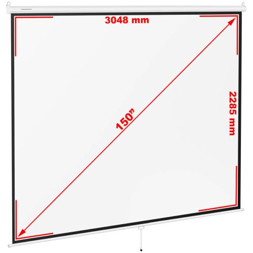 Ekrāns projektora daļēji -automātiskajiem sienas griestiem matēti balti 150 '' 312.8x239 cm 4: 3